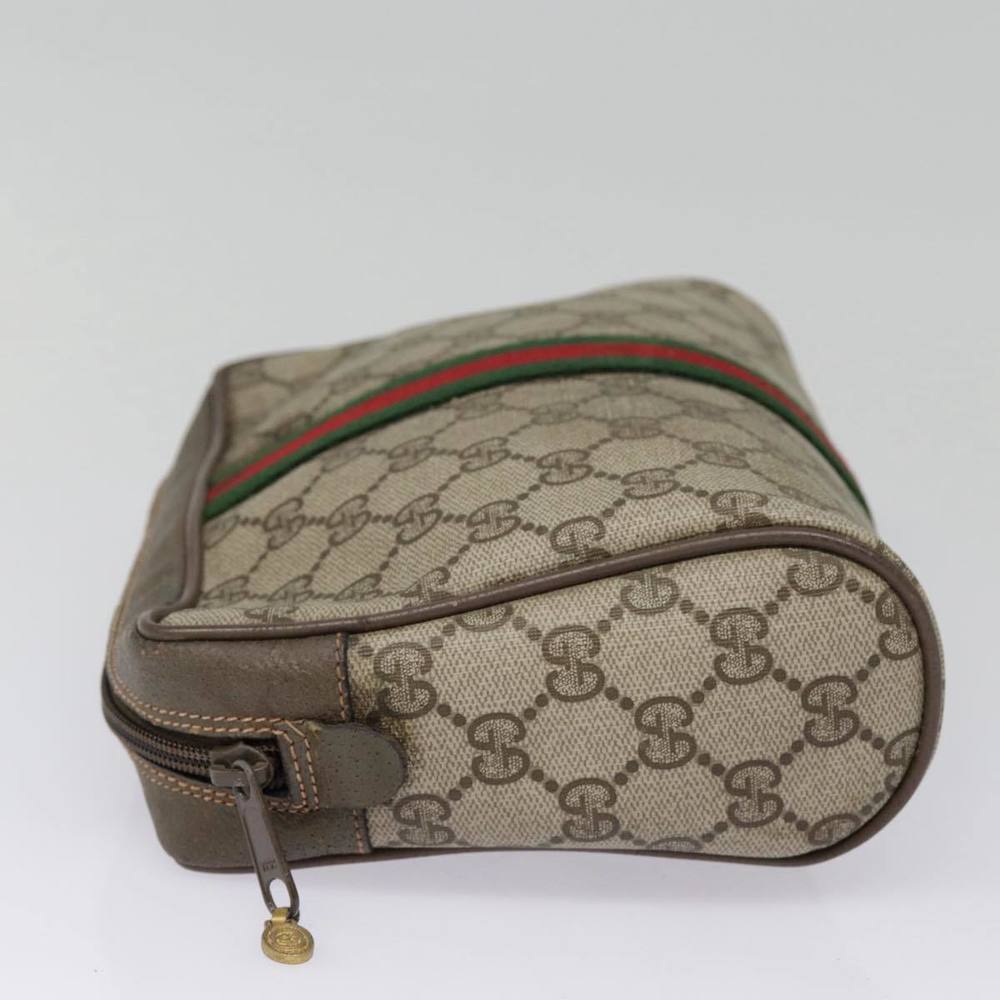 GUCCI GG Supreme Web Sherry Line Clutch Bag PVC Beige Red 89 01 012 Auth 90398 - Picture 3 of 16